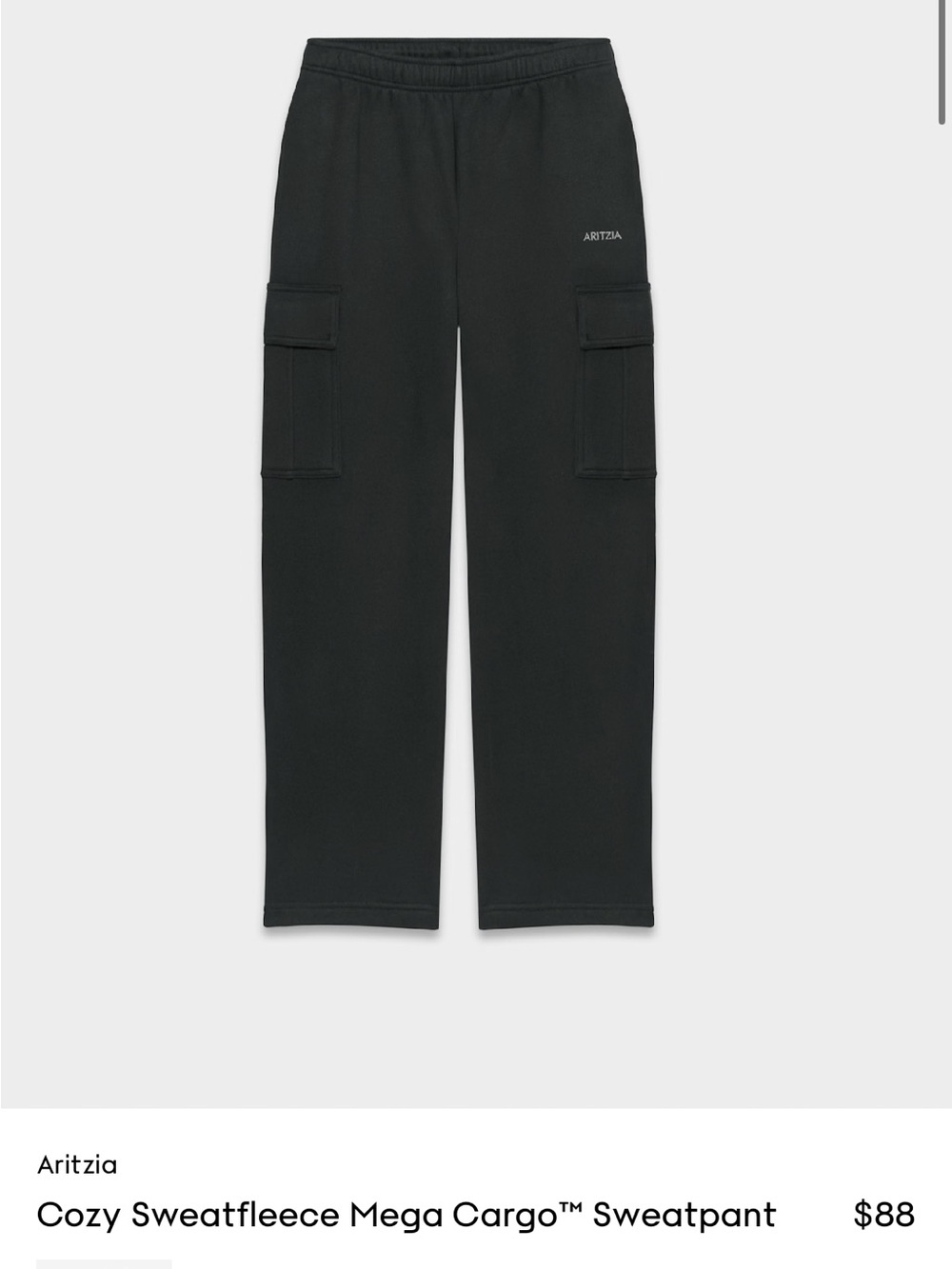 Aritzia Black Cargo Sweatpant with Patch Pockets
